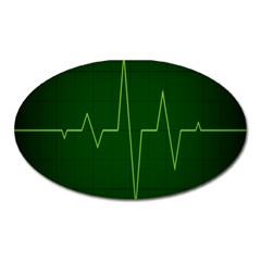 Heart Rate Green Line Light Healty Oval Magnet