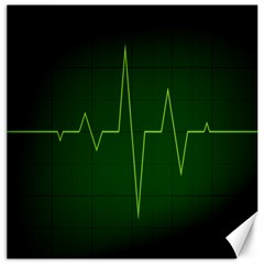 Heart Rate Green Line Light Healty Canvas 20  X 20  