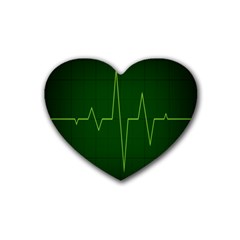 Heart Rate Green Line Light Healty Rubber Coaster (heart)  by Mariart