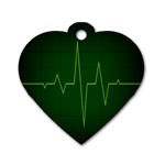 Heart Rate Green Line Light Healty Dog Tag Heart (One Side) Front