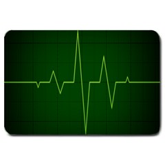 Heart Rate Green Line Light Healty Large Doormat  by Mariart