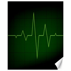 Heart Rate Green Line Light Healty Canvas 11  X 14  