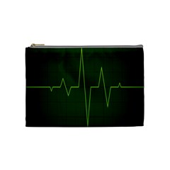 Heart Rate Green Line Light Healty Cosmetic Bag (medium)  by Mariart