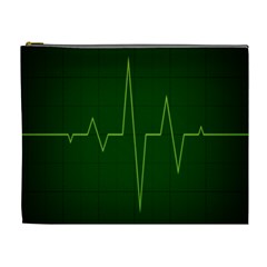 Heart Rate Green Line Light Healty Cosmetic Bag (xl) by Mariart