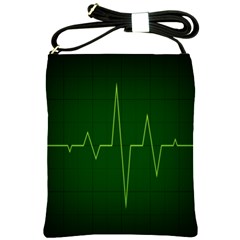 Heart Rate Green Line Light Healty Shoulder Sling Bags