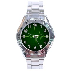 Heart Rate Green Line Light Healty Stainless Steel Analogue Watch