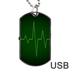 Heart Rate Green Line Light Healty Dog Tag Usb Flash (two Sides) by Mariart