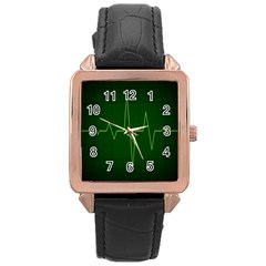 Heart Rate Green Line Light Healty Rose Gold Leather Watch  by Mariart