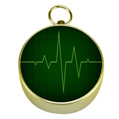 Heart Rate Green Line Light Healty Gold Compasses