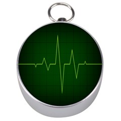 Heart Rate Green Line Light Healty Silver Compasses by Mariart