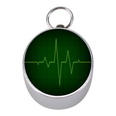 Heart Rate Green Line Light Healty Mini Silver Compasses