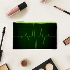 Heart Rate Green Line Light Healty Cosmetic Bag (xs) by Mariart