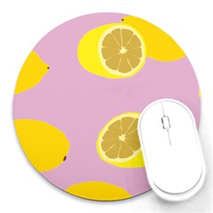 Fruit Lemons Orange Purple Round Mousepads