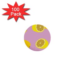 Fruit Lemons Orange Purple 1  Mini Buttons (100 Pack)  by Mariart