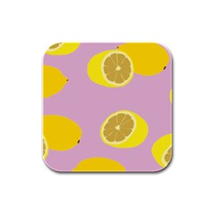 Fruit Lemons Orange Purple Rubber Square Coaster (4 Pack) 