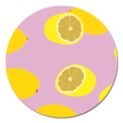 Fruit Lemons Orange Purple Magnet 5  (round) by Mariart