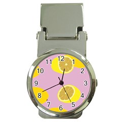 Fruit Lemons Orange Purple Money Clip Watches