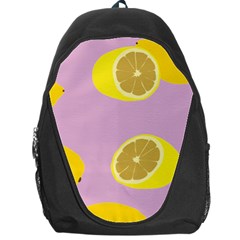 Fruit Lemons Orange Purple Backpack Bag by Mariart