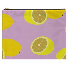 Fruit Lemons Orange Purple Cosmetic Bag (xxxl) 