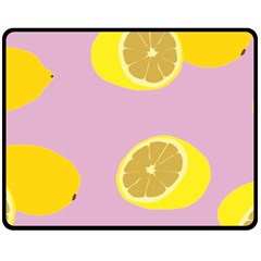 Fruit Lemons Orange Purple Double Sided Fleece Blanket (medium)  by Mariart