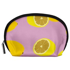 Fruit Lemons Orange Purple Accessory Pouches (large)  by Mariart