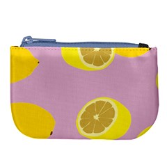 Fruit Lemons Orange Purple Large Coin Purse