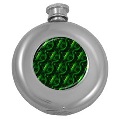 Green Eye Line Triangle Poljka Round Hip Flask (5 Oz) by Mariart