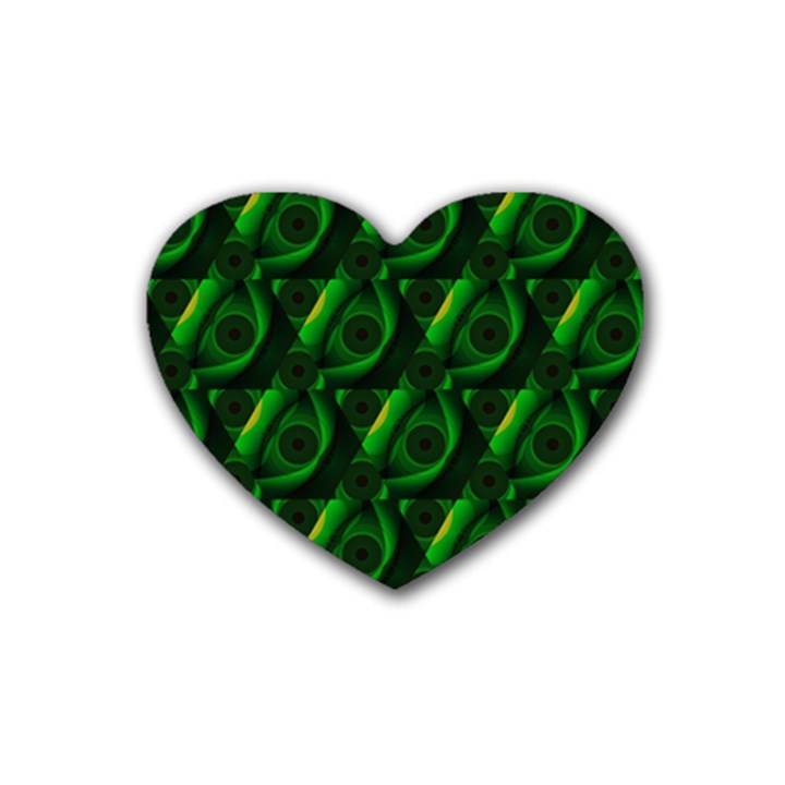 Green Eye Line Triangle Poljka Rubber Coaster (Heart) 