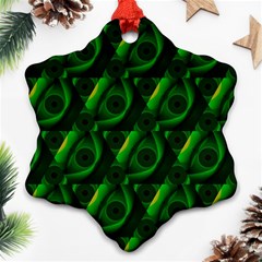 Green Eye Line Triangle Poljka Snowflake Ornament (two Sides) by Mariart