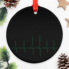 Heart Rate Line Green Black Wave Chevron Waves Ornament (round) by Mariart