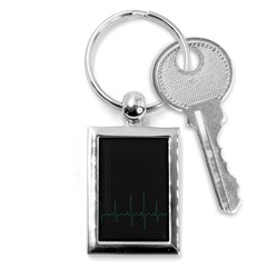 Heart Rate Line Green Black Wave Chevron Waves Key Chains (rectangle)  by Mariart