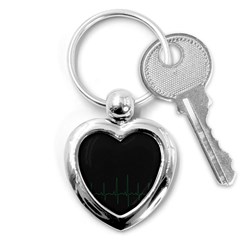 Heart Rate Line Green Black Wave Chevron Waves Key Chains (heart)  by Mariart