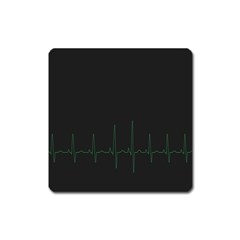 Heart Rate Line Green Black Wave Chevron Waves Square Magnet