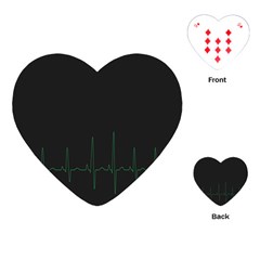 Heart Rate Line Green Black Wave Chevron Waves Playing Cards (heart)  by Mariart