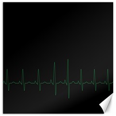 Heart Rate Line Green Black Wave Chevron Waves Canvas 20  X 20  