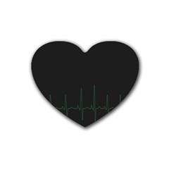 Heart Rate Line Green Black Wave Chevron Waves Heart Coaster (4 Pack) 