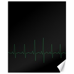 Heart Rate Line Green Black Wave Chevron Waves Canvas 11  X 14  