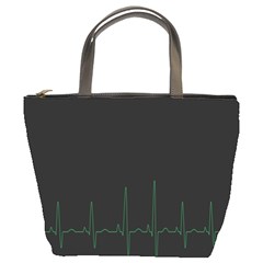 Heart Rate Line Green Black Wave Chevron Waves Bucket Bags by Mariart