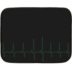 Heart Rate Line Green Black Wave Chevron Waves Fleece Blanket (mini) by Mariart