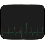 Heart Rate Line Green Black Wave Chevron Waves Double Sided Fleece Blanket (Mini)  35 x27  Blanket Back