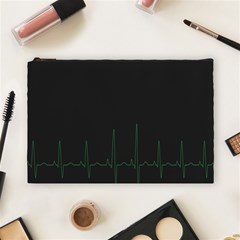 Heart Rate Line Green Black Wave Chevron Waves Cosmetic Bag (large)  by Mariart