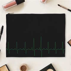 Heart Rate Line Green Black Wave Chevron Waves Cosmetic Bag (xl) by Mariart