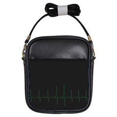 Heart Rate Line Green Black Wave Chevron Waves Girls Sling Bags