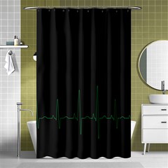 Heart Rate Line Green Black Wave Chevron Waves Shower Curtain 48  X 72  (small)  by Mariart