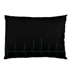 Heart Rate Line Green Black Wave Chevron Waves Pillow Case (two Sides) by Mariart