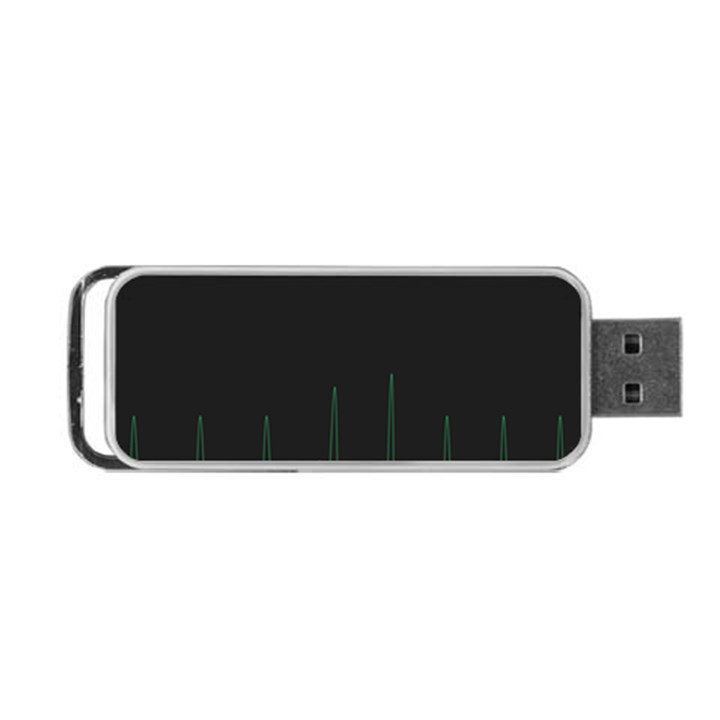 Heart Rate Line Green Black Wave Chevron Waves Portable USB Flash (Two Sides)