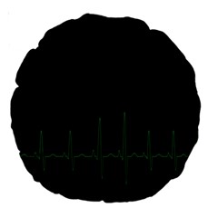 Heart Rate Line Green Black Wave Chevron Waves Large 18  Premium Round Cushions by Mariart