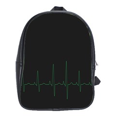 Heart Rate Line Green Black Wave Chevron Waves School Bags (xl) 