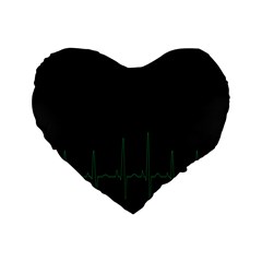 Heart Rate Line Green Black Wave Chevron Waves Standard 16  Premium Heart Shape Cushions by Mariart