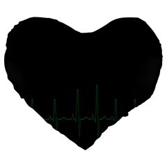 Heart Rate Line Green Black Wave Chevron Waves Large 19  Premium Heart Shape Cushions by Mariart